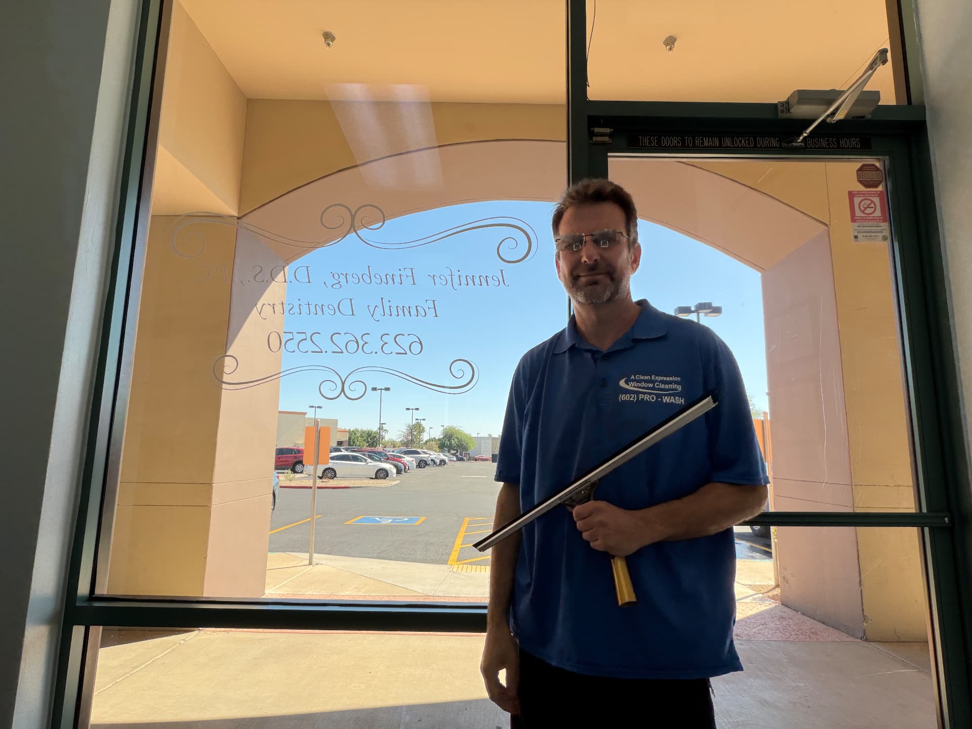 Steve Belcastro of A Clean Expression Window Cleaning on the job